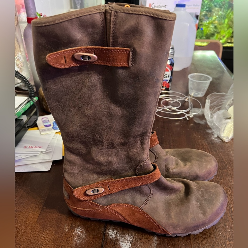 Merrell Haven Autumn Womens Dry Leather Zip Tall Boots 8.5 Cinnamon Brown